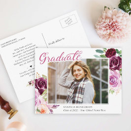 Invitación de Graduación de Foto Floral Pluma Púrp