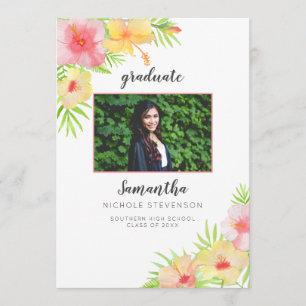Invitación de Graduación de Foto Floral Tropical