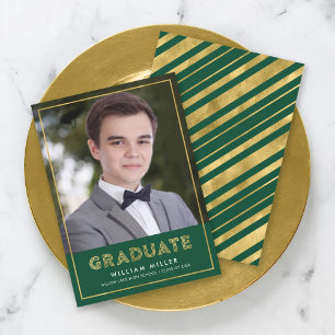 Invitación de Graduación de Foto Geométrica de Oro