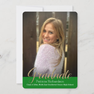 Invitación de Graduación de Foto Glitz Green Overl