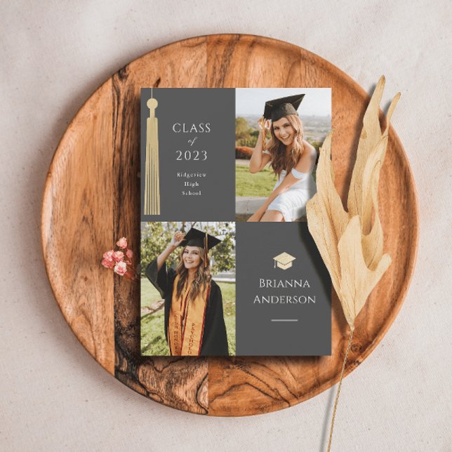 Invitación de Graduación de Foto Gold Tassel y Cap (Subido por el creador)