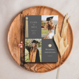 Invitación de Graduación de Foto Gold Tassel y Cap
