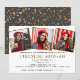 Invitación de Graduación de Foto Graduada de Oro N
