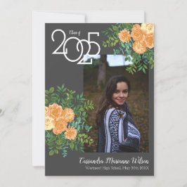 Invitación de Graduación de Foto Gris Rosa Peach