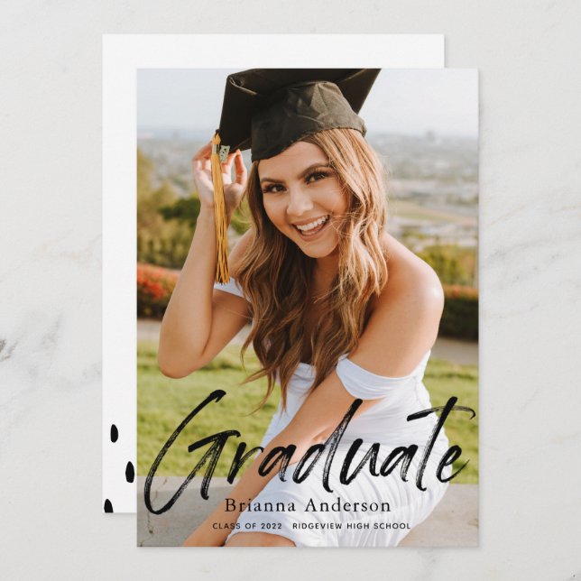 Invitación de Graduación de Foto manuscrita (Anverso / Reverso)
