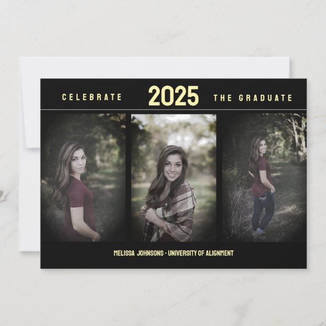 Invitación de graduación de foto mínima de 3 (Anverso)