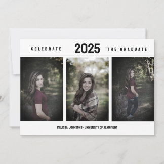 Invitación de graduación de foto mínima de 3