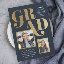 Invitación de Graduación de Foto Moderna en Negrit