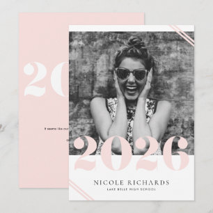 Invitación de Graduación de Foto Moderno Rosa Sonr