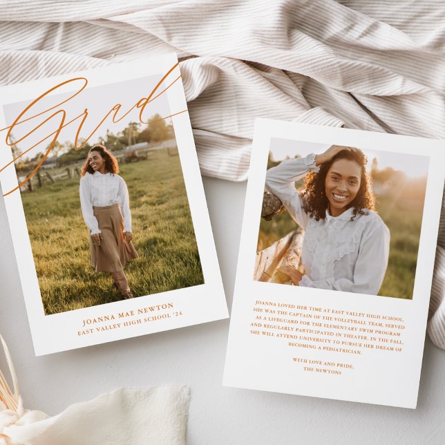 Invitación de Graduación de Foto Naranja de Script (Subido por el creador)