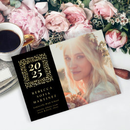 Invitación de graduación de foto natural del Boho