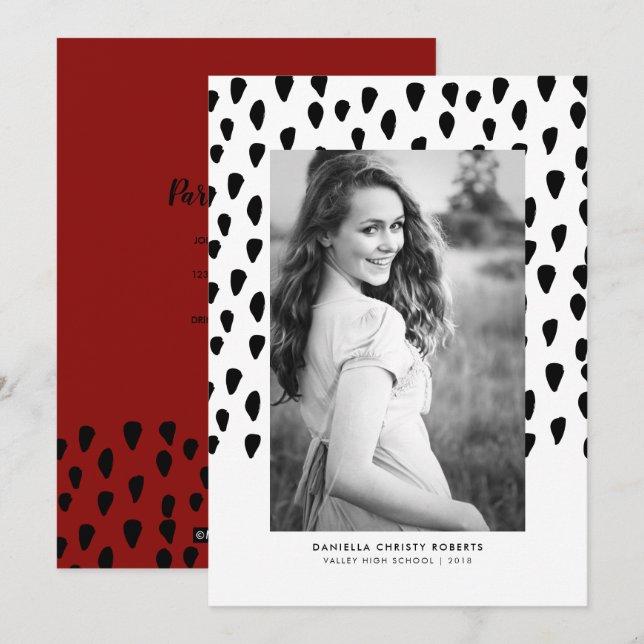 Invitación de Graduación de Foto Negrita (Anverso / Reverso)