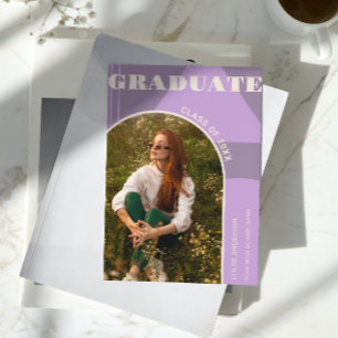Invitación de Graduación de Foto Púrpura Retro Arc