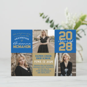 Invitación de Graduación de Foto Real Azul y Bronc