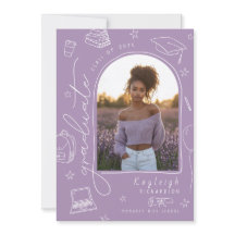 Invitación de Graduación de Foto Retro Lavender