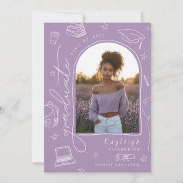 Invitación de Graduación de Foto Retro Lavender