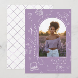 Invitación de Graduación de Foto Retro Lavender