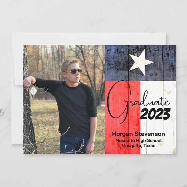 Invitación de Graduación de Foto Temática de Texas (Anverso)