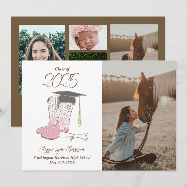 Invitación de graduación de fotografía de campo de (Anverso / Reverso)