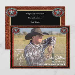 Invitación de graduación de fotografía de Cowboy d