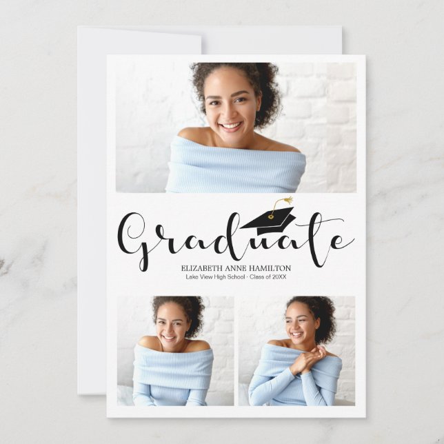 Invitación de Graduación de Fotografía de High Sch (Anverso)