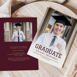 Invitación de graduación de fotografía de oro espo