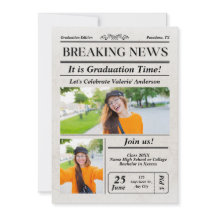 Invitación de graduación de fotografía de periódic