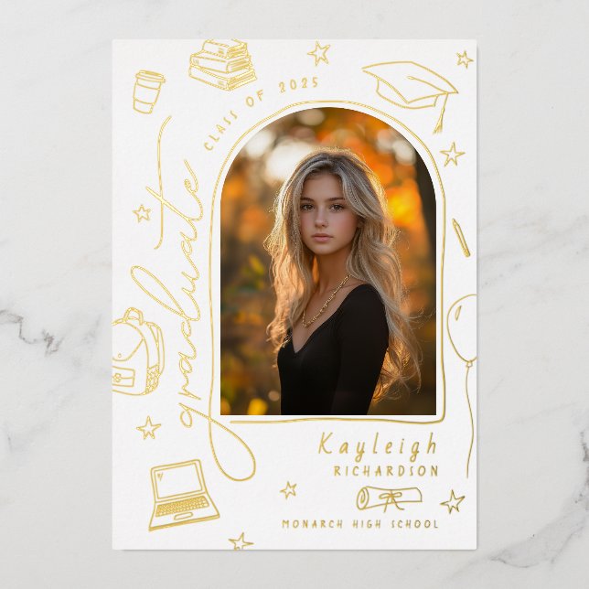 Invitación de graduación de fotografía de Relieve  (Anverso)