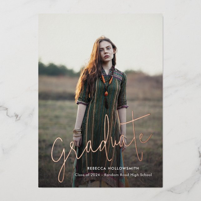 Invitación de graduación de fotografía de Relieve  (Anverso)