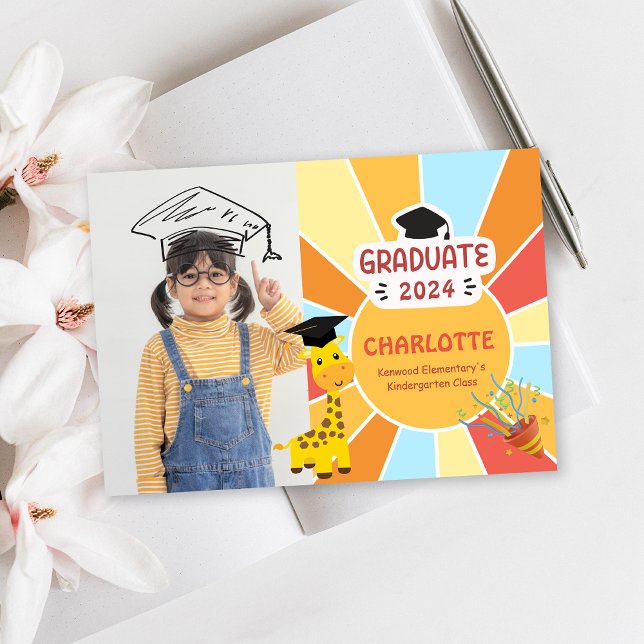 Invitación de Graduación de Fotografía de Sunray K (Sunray Kid Preschool Photo Graduation Announcement)