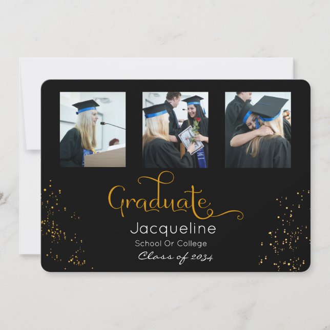 Invitación De Graduación De Fotografía En Negro Y  (Anverso)