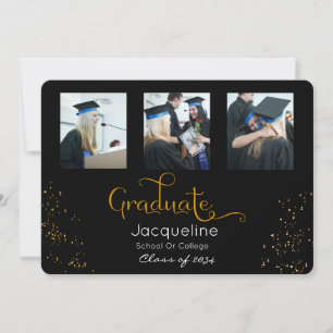 Invitación De Graduación De Fotografía En Negro Y 