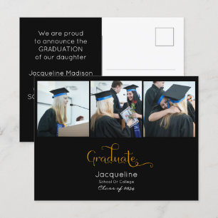 Invitación De Graduación De Fotografía En Negro Y