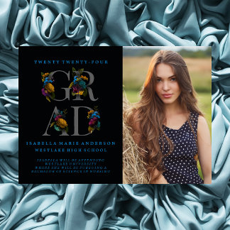 INVITACIÓN DE GRADUACIÓN DE FOTOGRAFÍA FLORAL ELEG