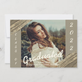 Invitación de graduación de fotografía Gold Green