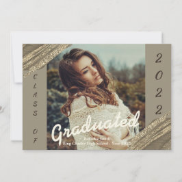 Invitación de graduación de fotografía Gold Green