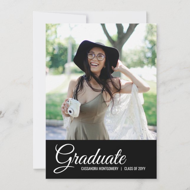 invitación de graduación de fotografía minimalista (Anverso)