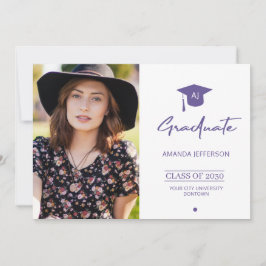 Invitación de graduación de fotografía morada
