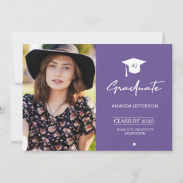 Invitación de graduación de fotografía morada