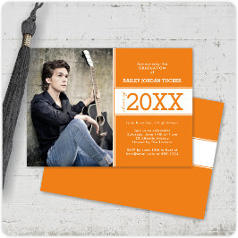Invitación de graduación de fotografía Naranja mod