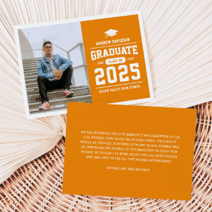 Invitación de graduación de fotografía Naranja mod