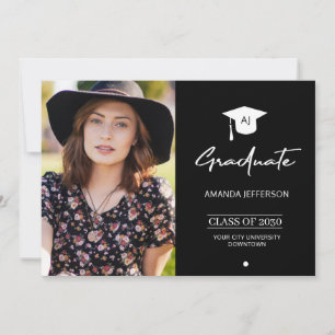 Invitación de graduación de fotografía negra