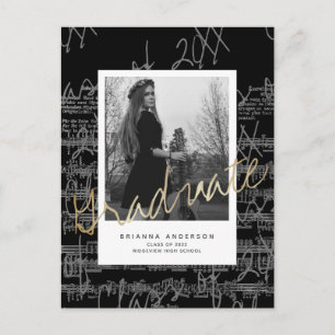 Invitación de graduación de fotografía negra de la