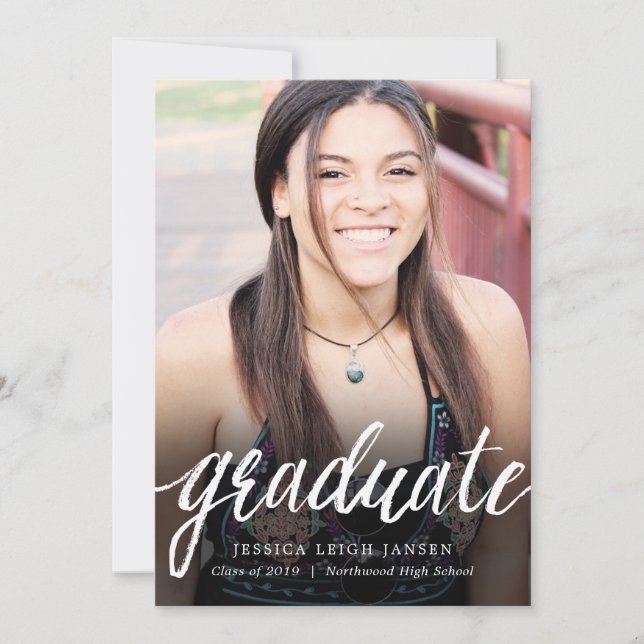 Invitación de graduación de fotografía simple de m (Anverso)