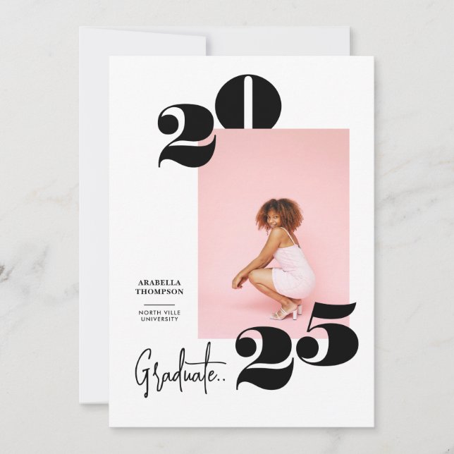 Invitación de graduación de fotografías audaces y  (Anverso)