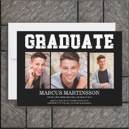 Invitación de graduación de fotografías Black 3