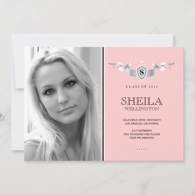 Invitación de graduación de fotografías de Escudo (Anverso)