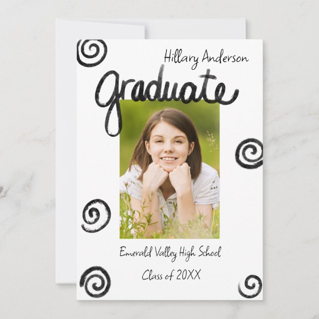 Invitación de graduación de fotografías en blanco  (Anverso)