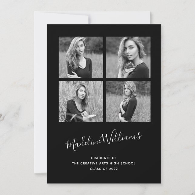 Invitación de graduación de fotografías en blanco  (Anverso)