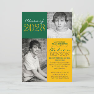 Invitación de graduación de fotografías Gold y Gre